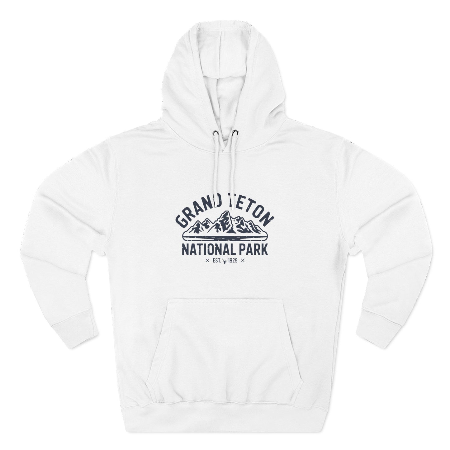 Grand Teton National Park Fleece Hoodie White