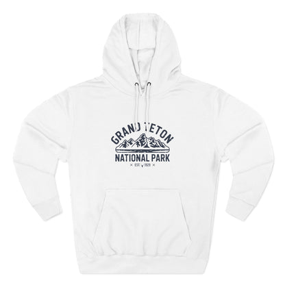 Grand Teton National Park Fleece Hoodie White