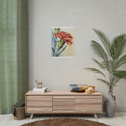 Scarlet Carnation Watercolor Art Print 'Live Nature