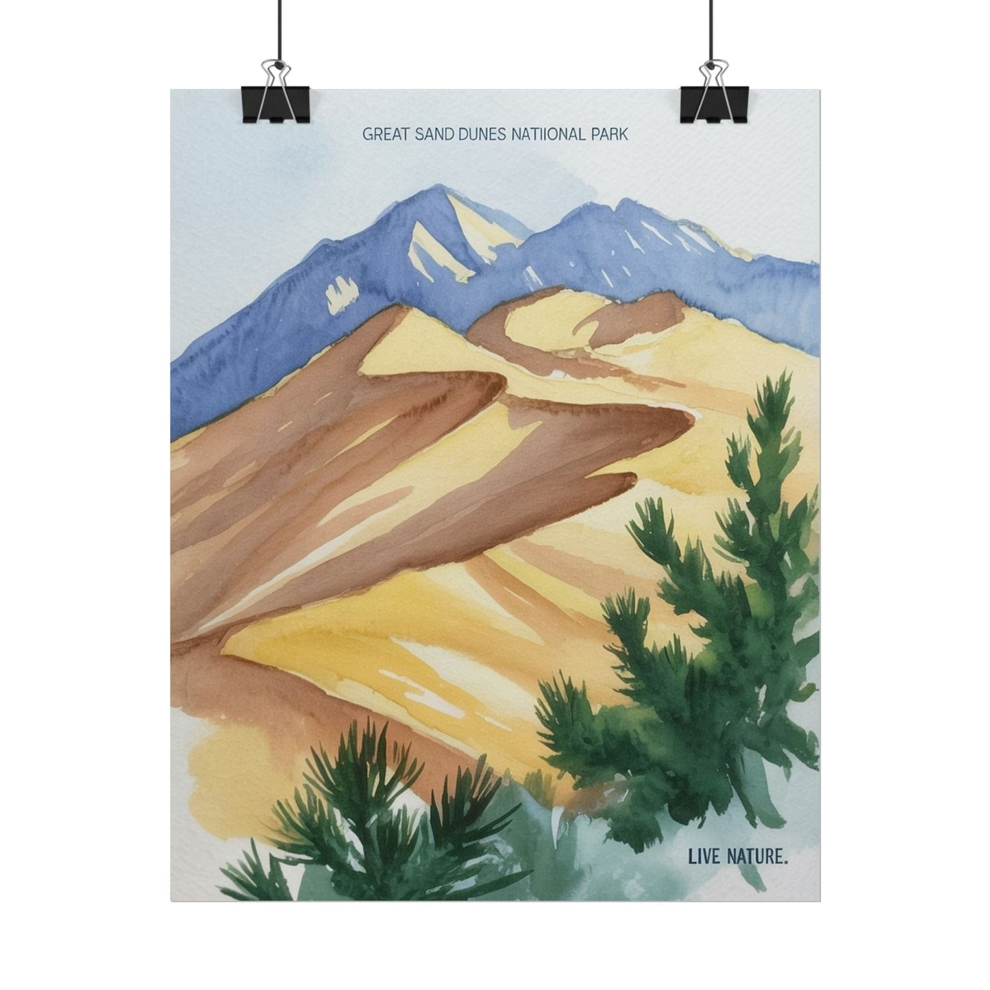 Great Sand Dunes National Park Watercolor Art Print