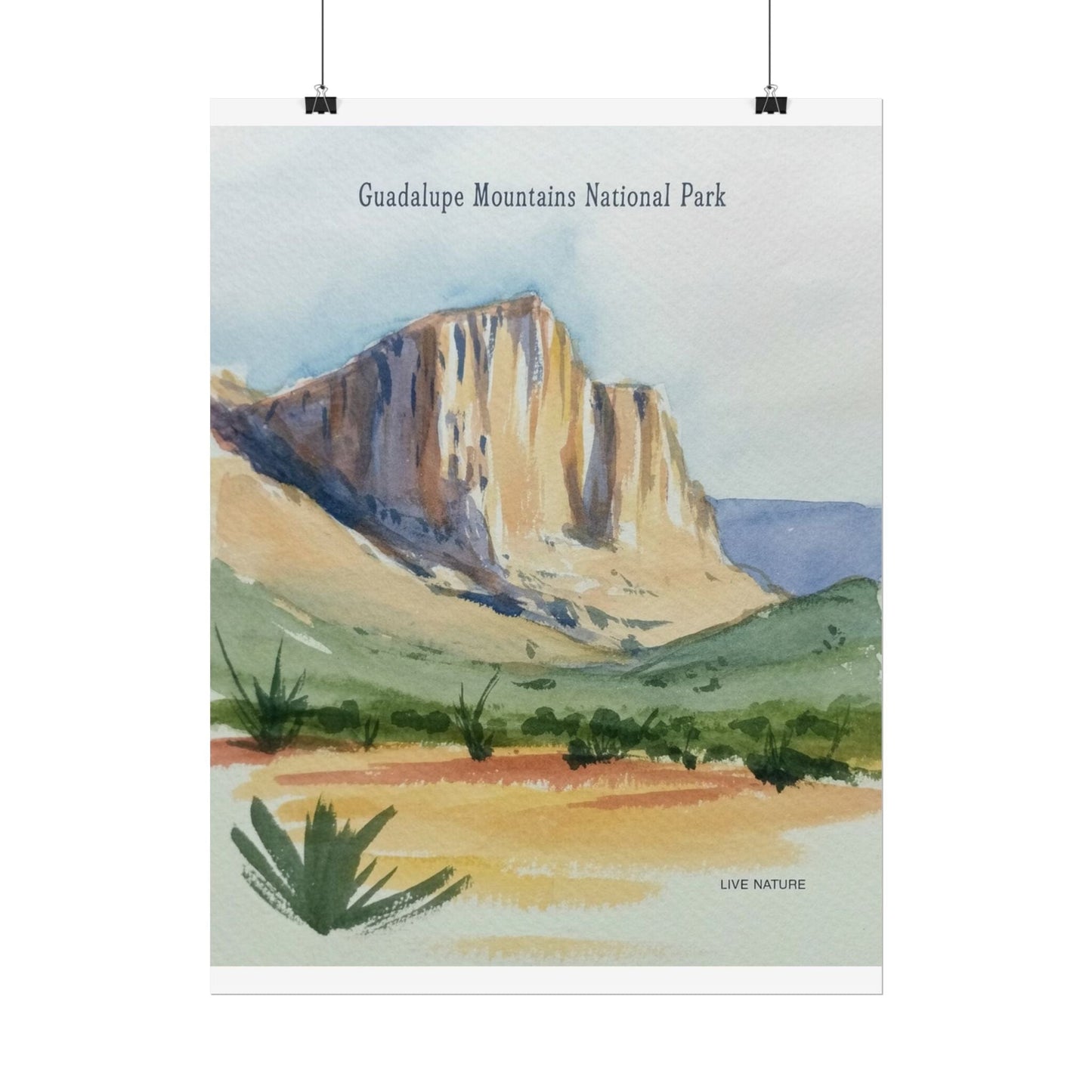 Guadalupe Mountains Watercolor Art Print Poster