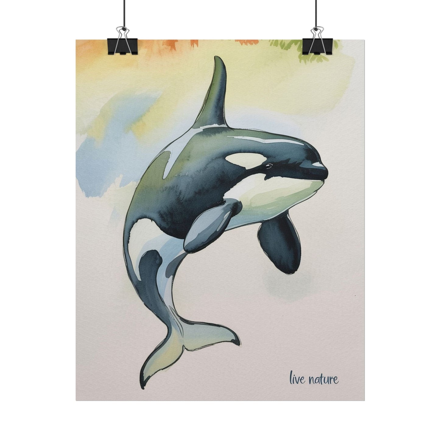 Orca Watercolor Art Print 'Live Nature' Matte Finish