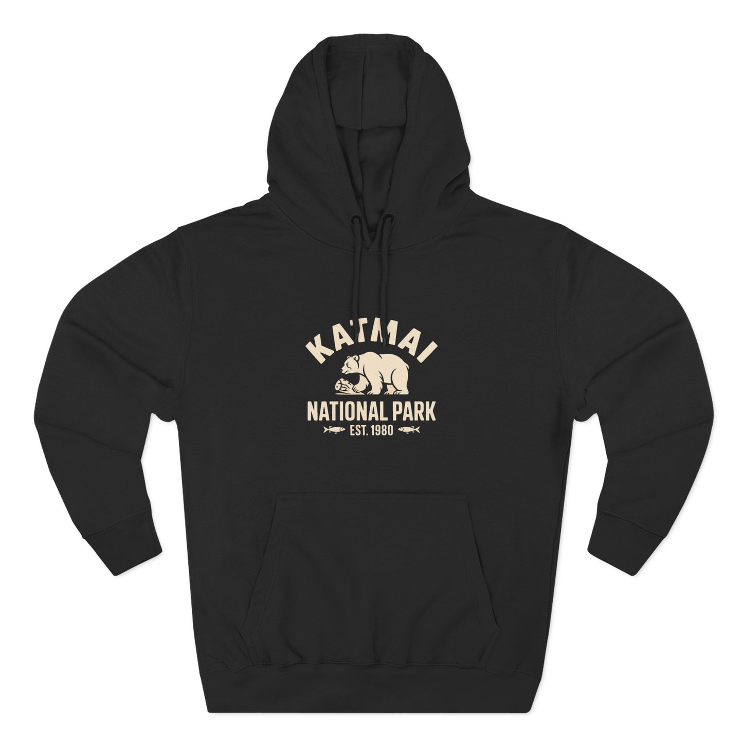 Katmai National Park Bear Graphic Fleece Hoodie White