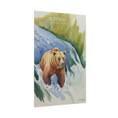 Katmai National Park Bear Watercolor Art Print