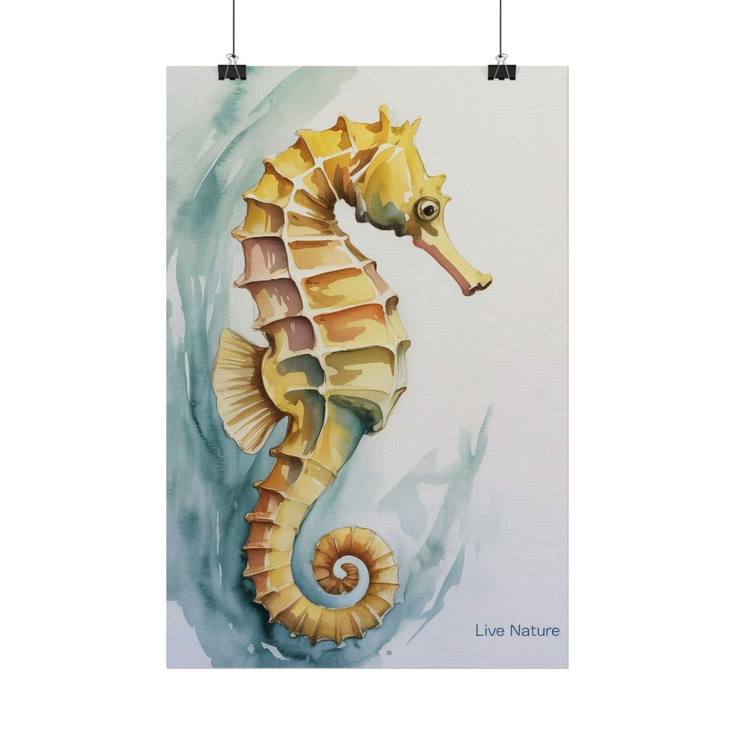 Seahorse Watercolor Art Print 'Live Nature' Design