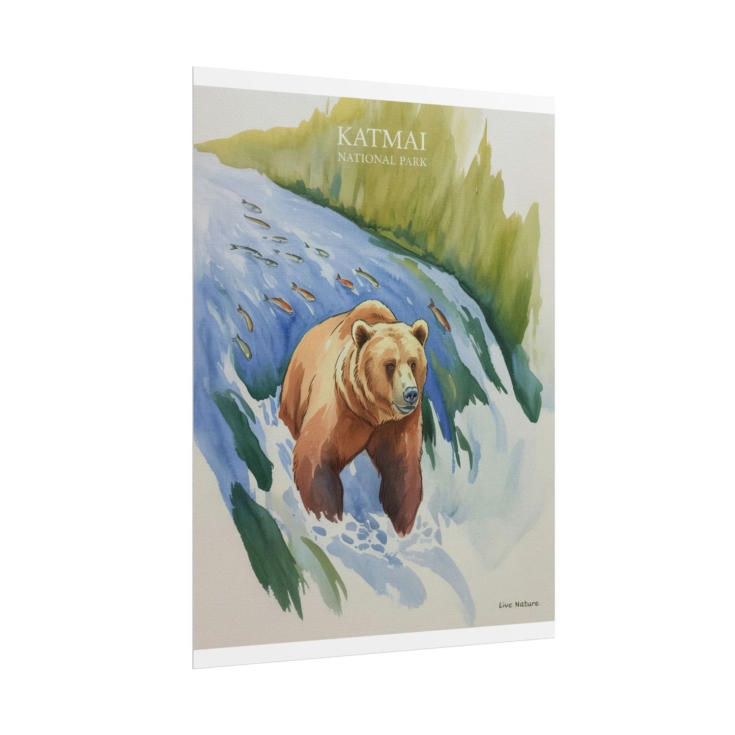 Katmai National Park Bear Watercolor Art Print
