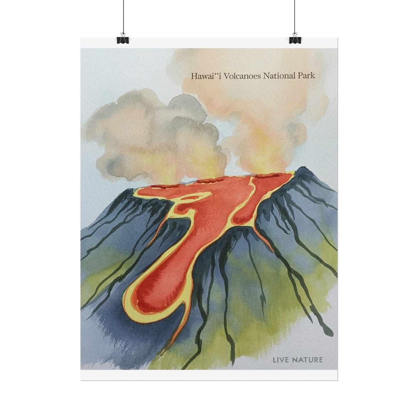 Hawai'i Volcanoes National Park Watercolor Poster