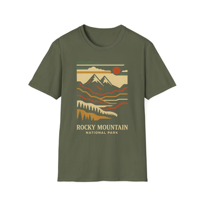 Unisex Softstyle T-Shirt - rocky mountain (Front Only) - Unisex Softstyle T-Shirt