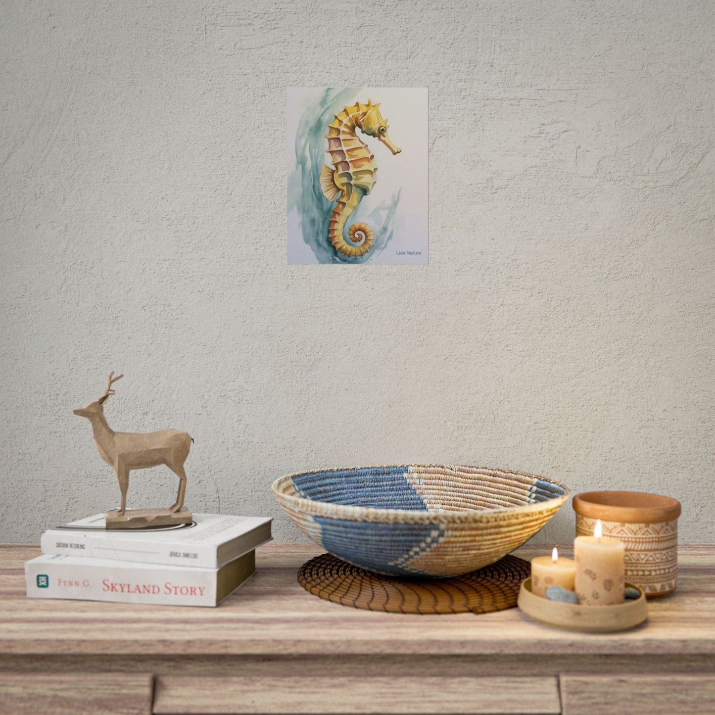 Seahorse Watercolor Art Print 'Live Nature' Design