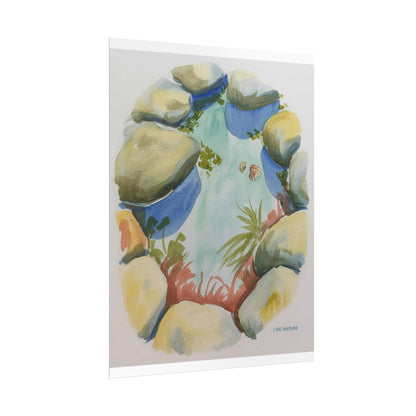 Rocky Tide Pool Watercolor Art Print 'Live Nature
