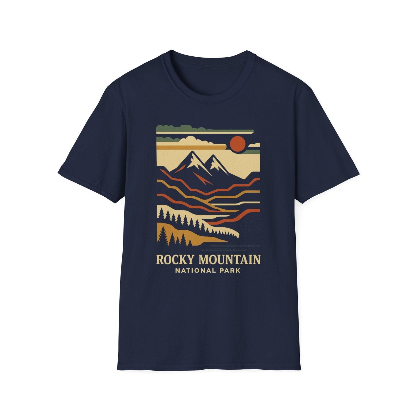 Unisex Softstyle T-Shirt - rocky mountain (Front Only) - Unisex Softstyle T-Shirt