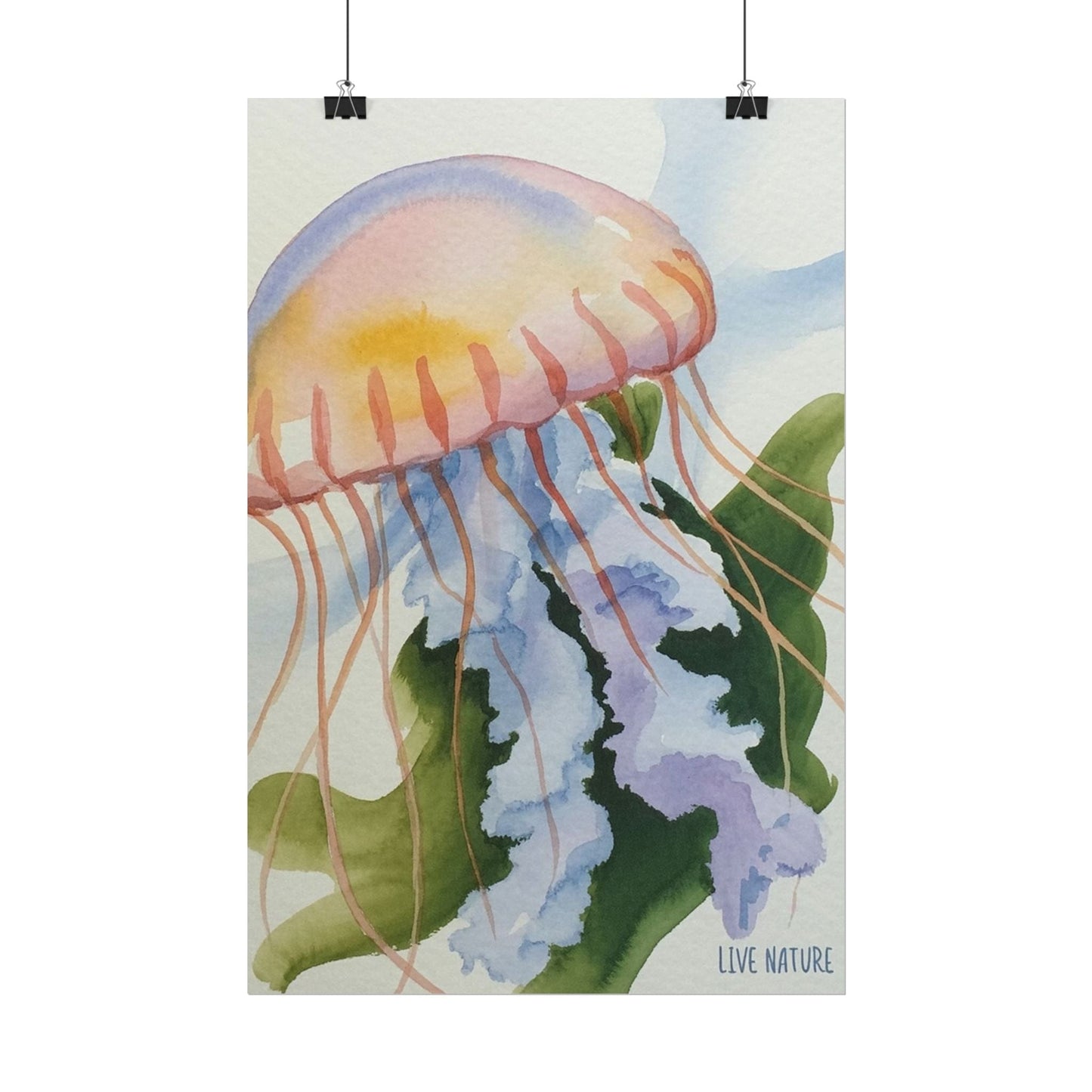 Jellyfish Watercolor Art Print 'Live Nature' Design