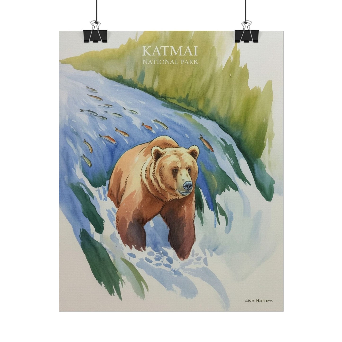 Katmai National Park Bear Watercolor Art Print
