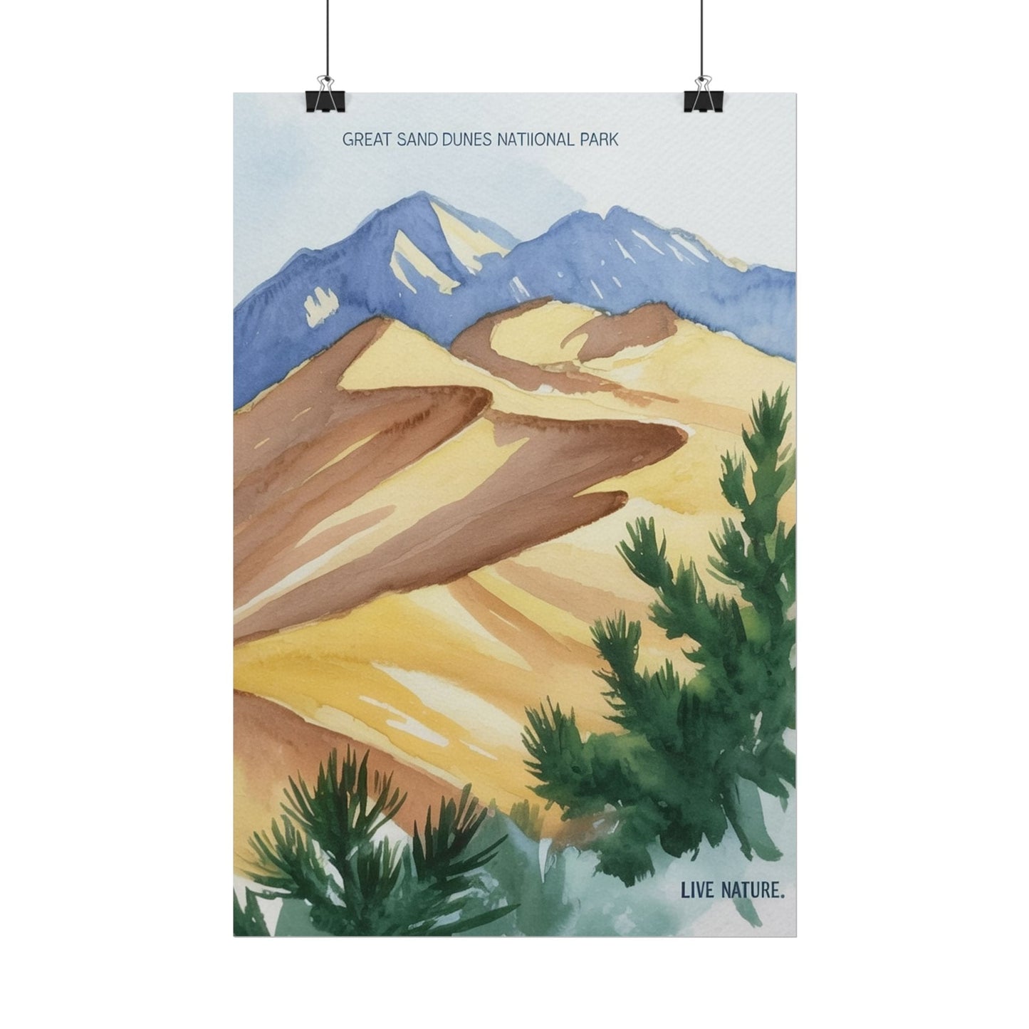 Great Sand Dunes National Park Watercolor Art Print