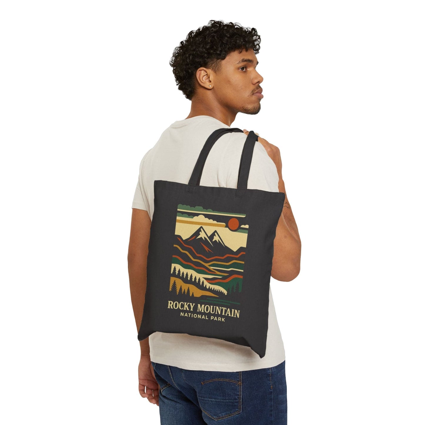 Cotton Canvas Tote Bag - rocky mountain (Front Only) - Cotton Canvas Tote Bag