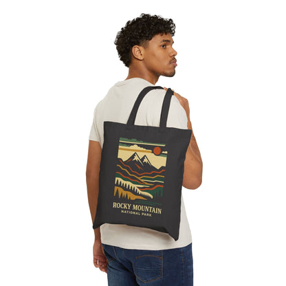 Cotton Canvas Tote Bag - rocky mountain (Front Only) - Cotton Canvas Tote Bag