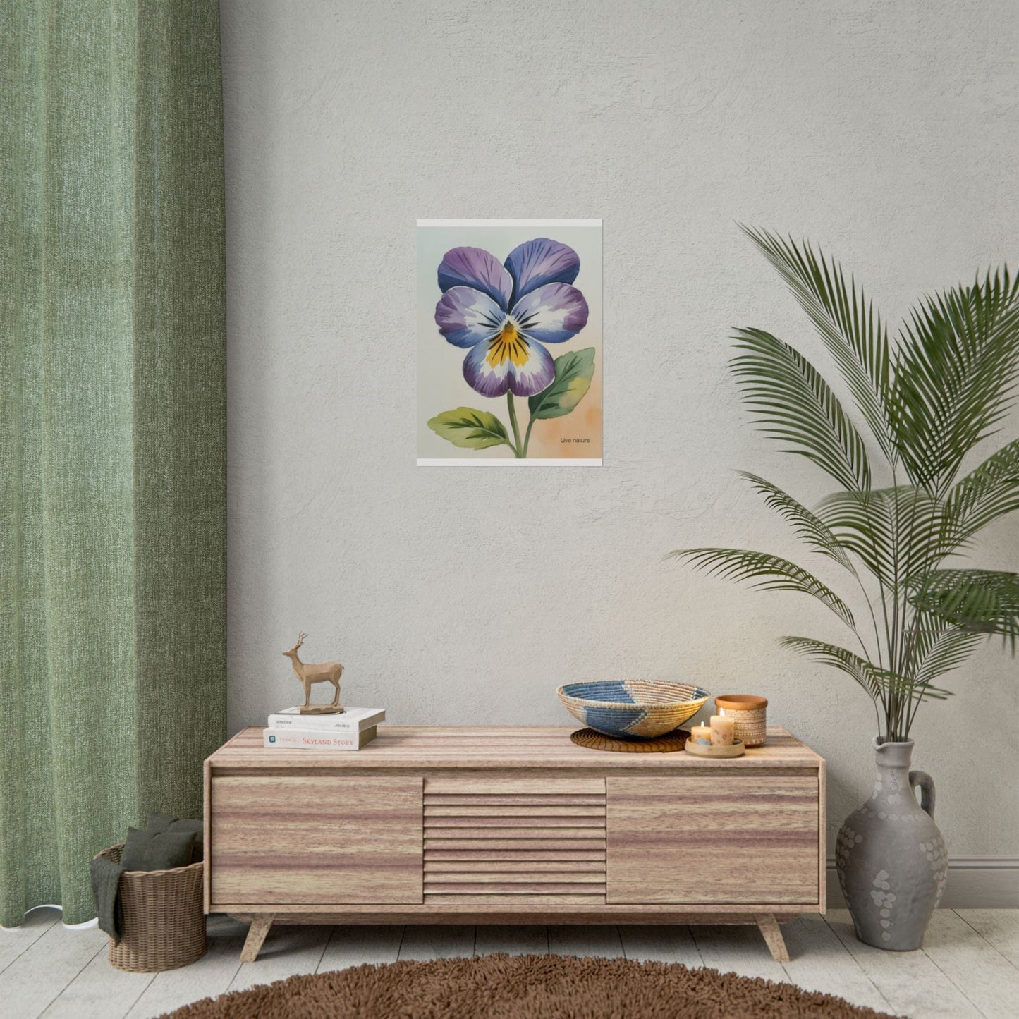 Purple Pansy Watercolor Poster Art Print - Live Nature
