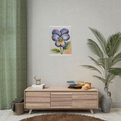 Purple Pansy Watercolor Poster Art Print - Live Nature