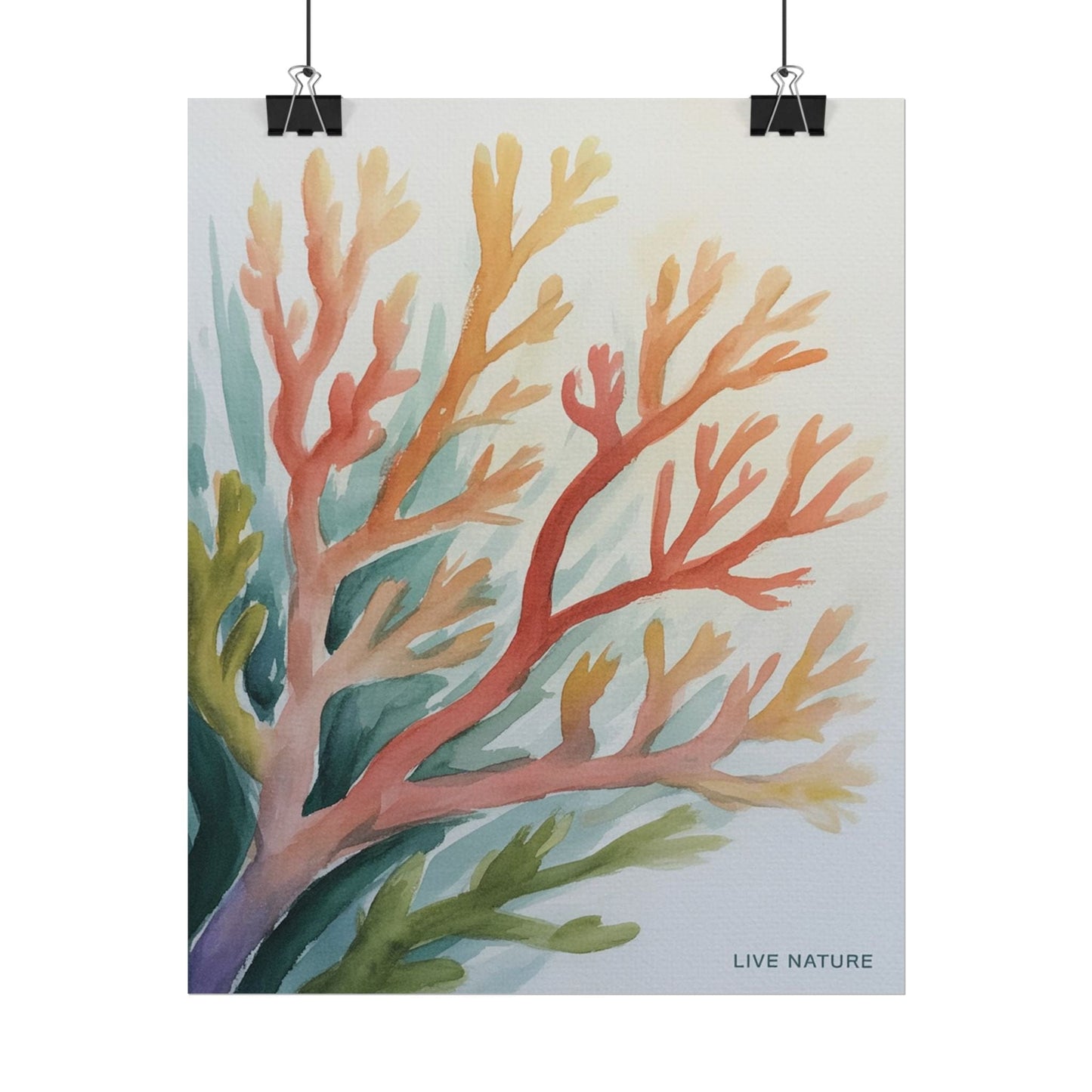 Live Nature Coral Watercolor Print on Fine Art Paper