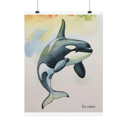 Orca Watercolor Art Print 'Live Nature' Matte Finish