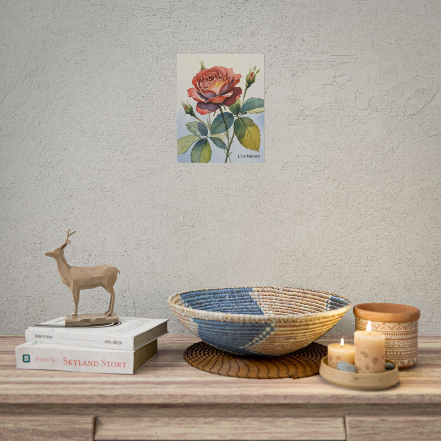 Live Nature Watercolor Rose Art Print Poster