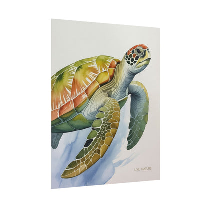 Sea Turtle Watercolor Art Print 'Live Nature' Design