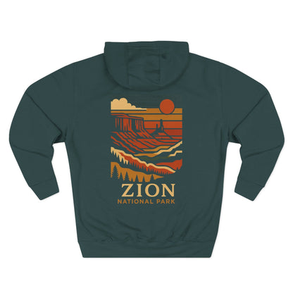 Three-Panel Fleece Hoodie - zion national park (Front+Back) - Three-Panel Fleece Hoodie