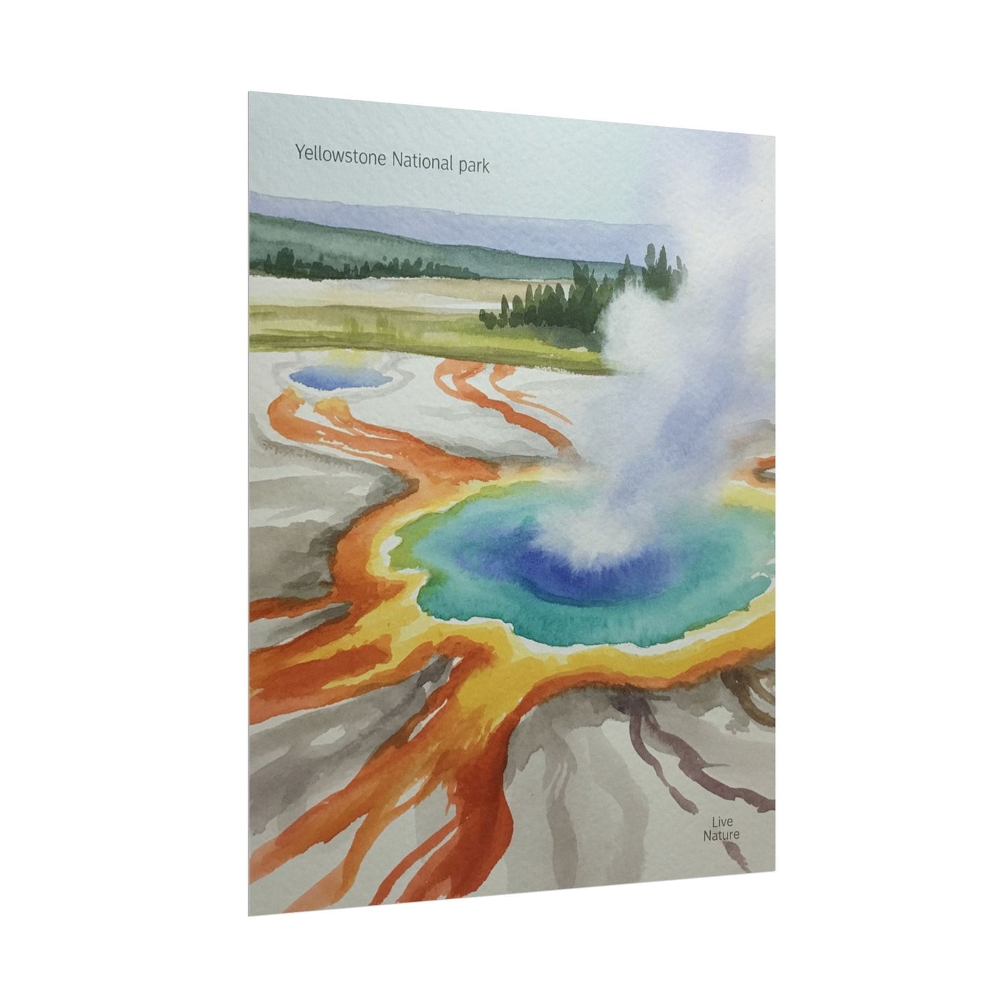 Yellowstone Grand Prismatic Spring Watercolor Poster