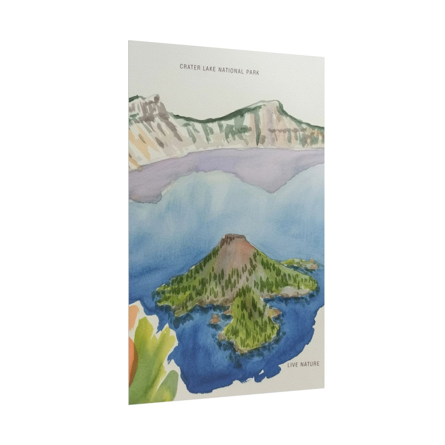 Crater Lake National Park Watercolor Art Print