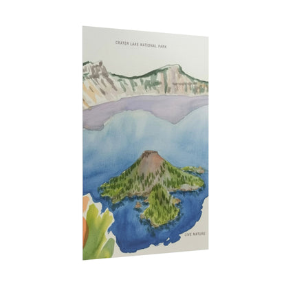 Crater Lake National Park Watercolor Art Print
