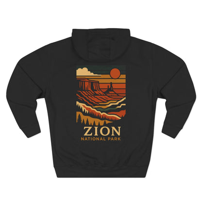 Three-Panel Fleece Hoodie - zion national park (Front+Back) - Three-Panel Fleece Hoodie