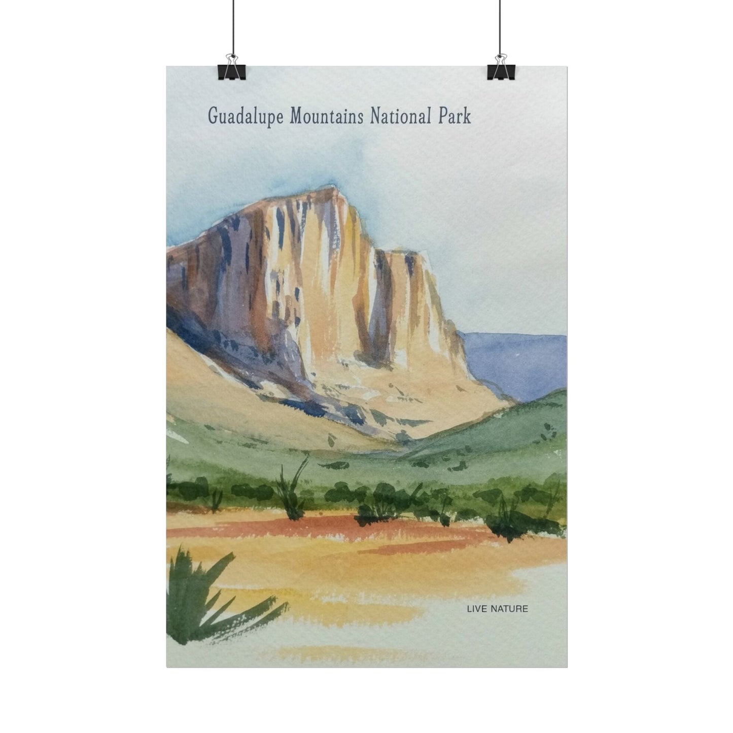 Guadalupe Mountains Watercolor Art Print Poster