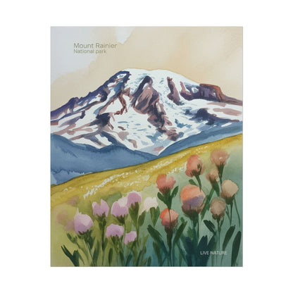 Mount Rainier Wildflowers Watercolor Poster Print