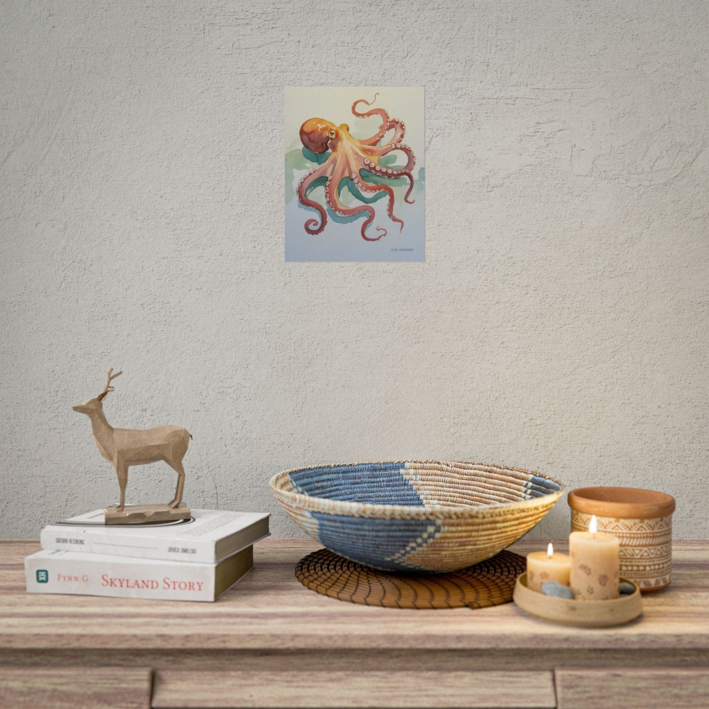 Watercolor Octopus Live Nature Art Print Poster