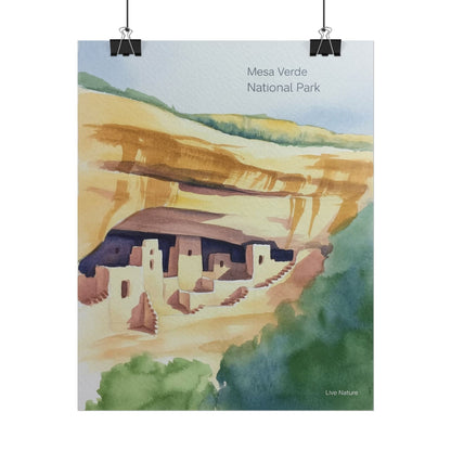Mesa Verde National Park Cliff Dwellings Watercolor Poster
