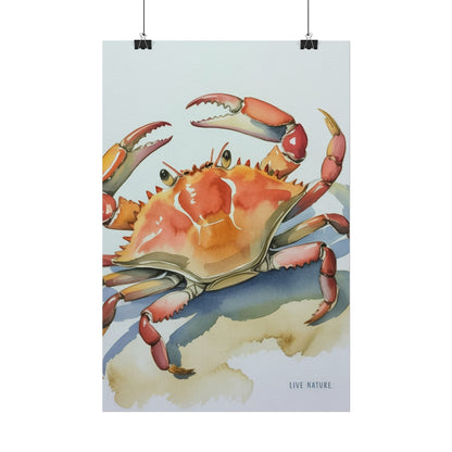 Live Nature Crab Watercolor Art Print Poster