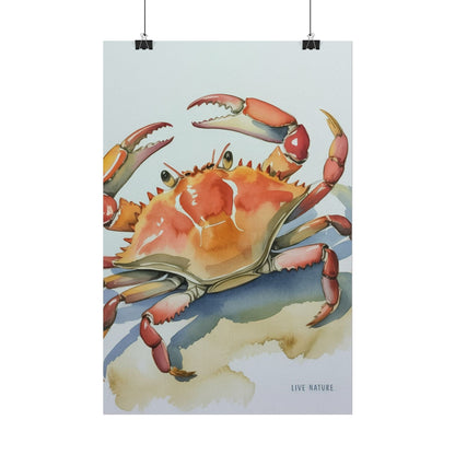 Live Nature Crab Watercolor Art Print Poster