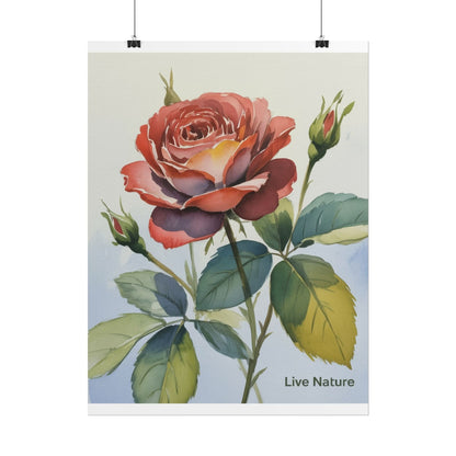 Live Nature Watercolor Rose Art Print Poster