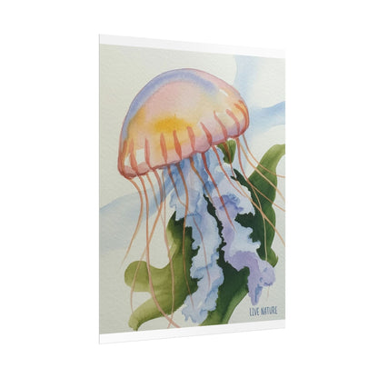 Jellyfish Watercolor Art Print 'Live Nature' Design