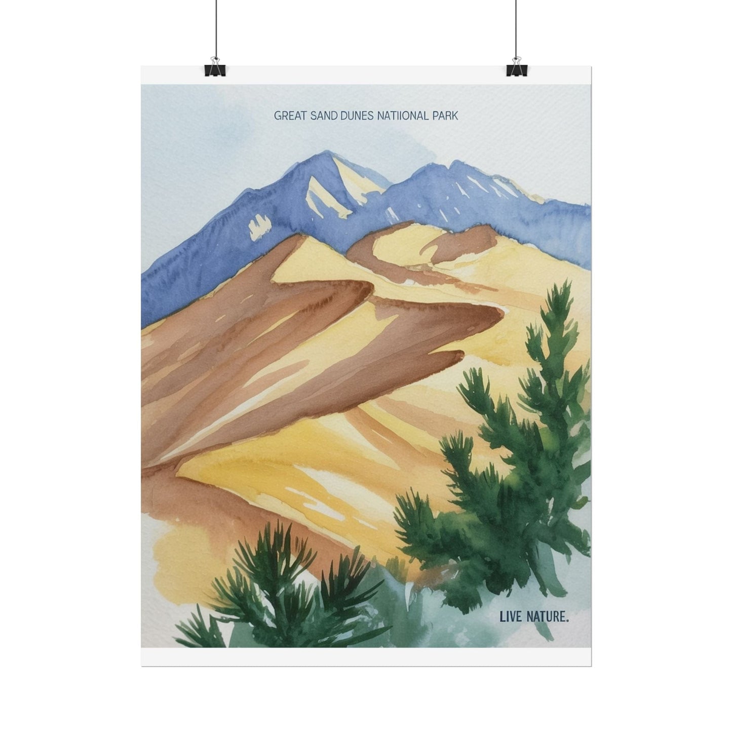 Great Sand Dunes National Park Watercolor Art Print