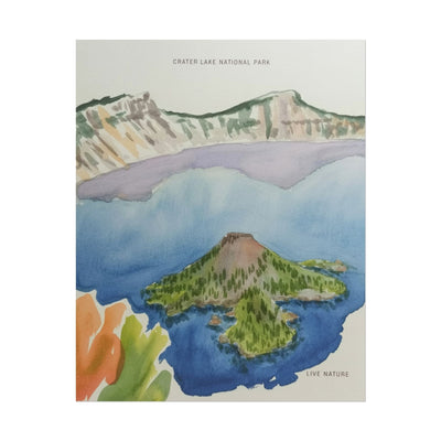 Crater Lake National Park Watercolor Art Print