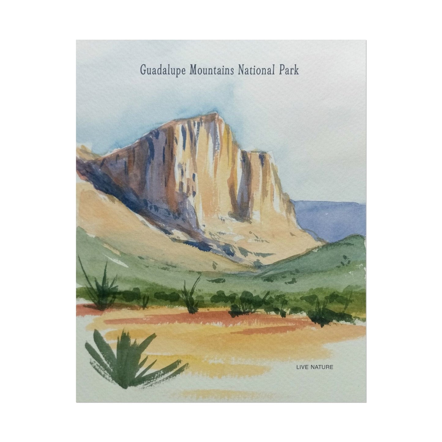 Guadalupe Mountains Watercolor Art Print Poster