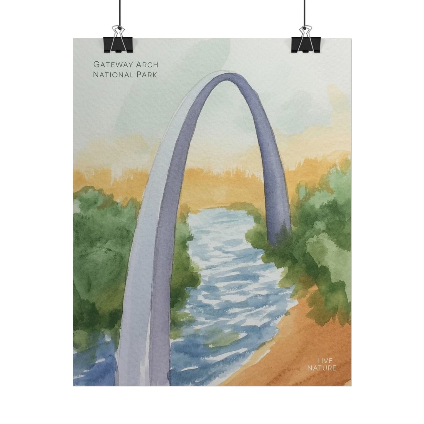 Gateway Arch National Park Watercolor Poster Print
