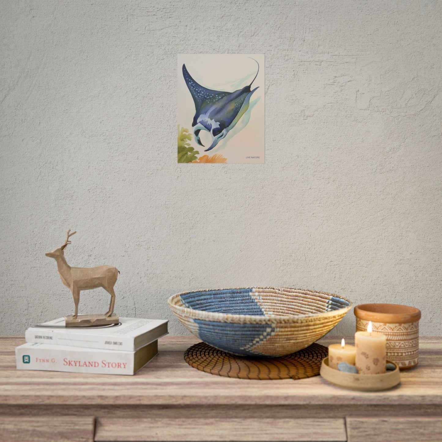 Manta Ray Watercolor Art Print 'Live Nature' Design