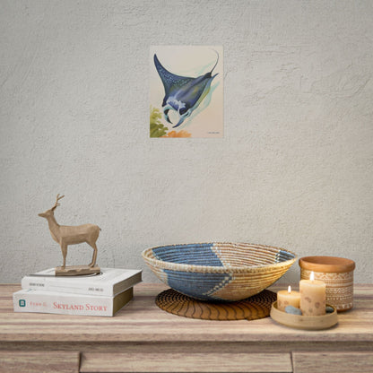 Manta Ray Watercolor Art Print 'Live Nature' Design