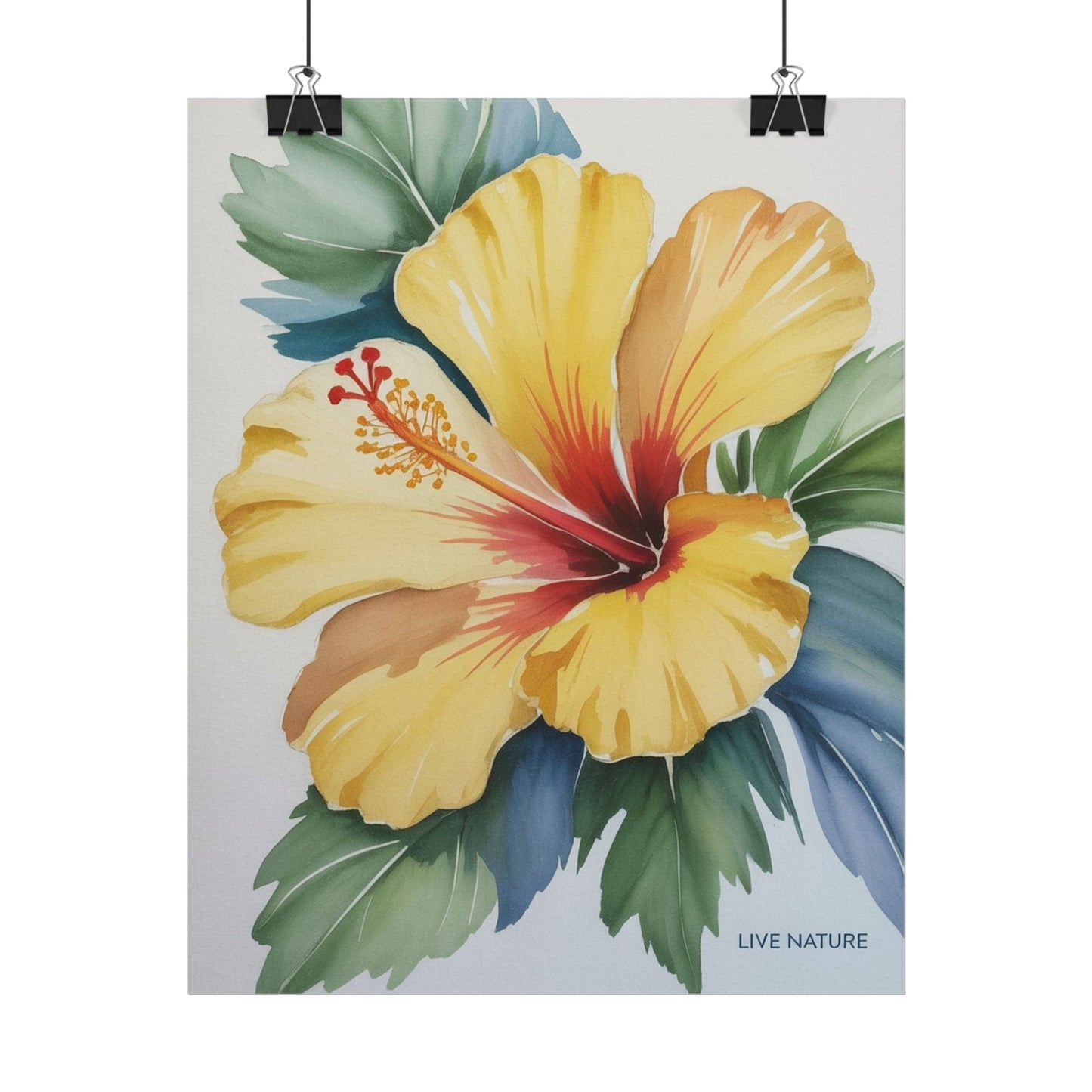 Yellow Hibiscus Watercolor Art Print - Live Nature