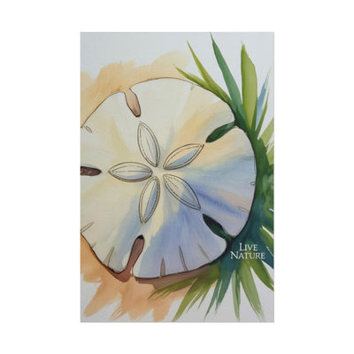 Sand Dollar Watercolor Print with 'Live Nature' Text