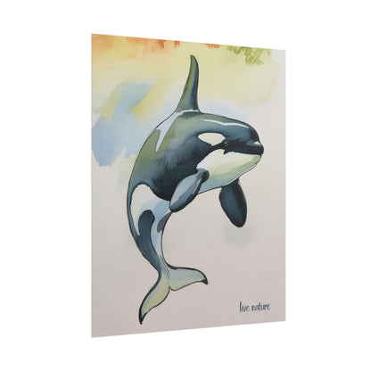 Orca Watercolor Art Print 'Live Nature' Matte Finish