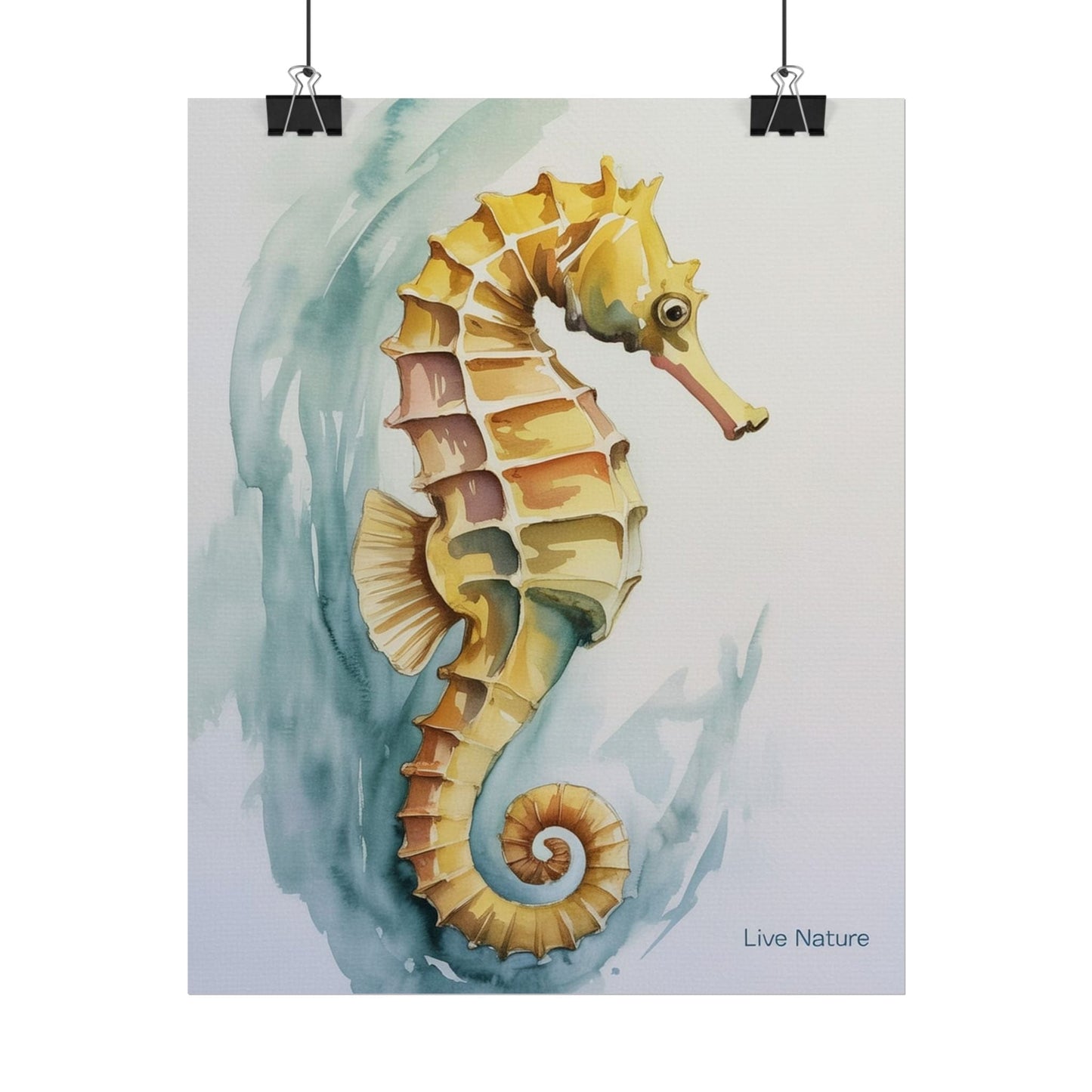 Seahorse Watercolor Art Print 'Live Nature' Design
