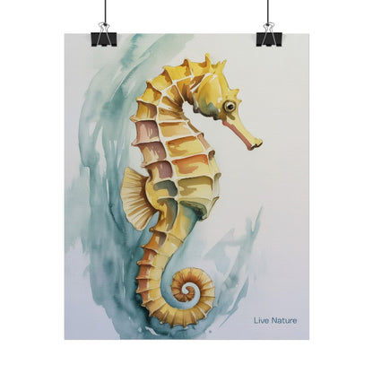 Seahorse Watercolor Art Print 'Live Nature' Design